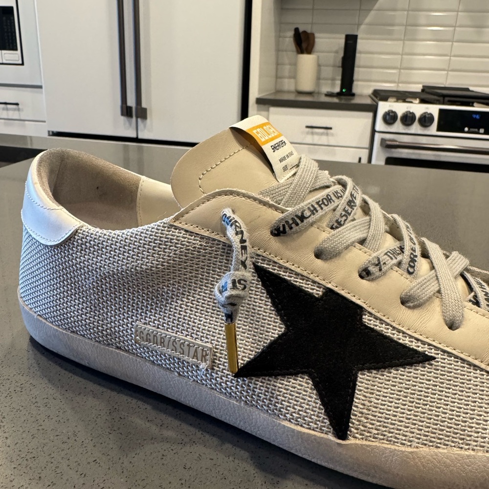 Golden Goose White and Gray Sneakers with Black Star